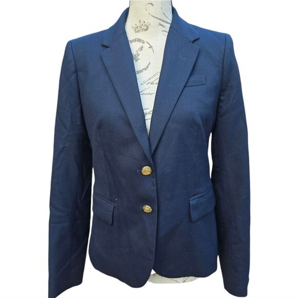 J. Crew Factory NWT $198 Original schoolboy blazer Navy Golden Buttons Women's 4 - Picture 2 of 11
